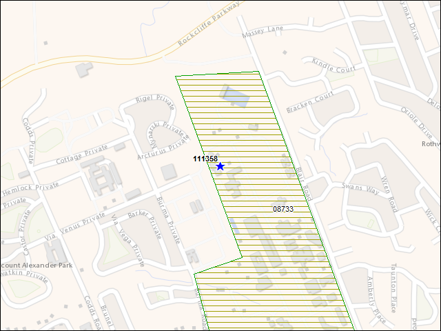 A map of the area immediately surrounding building number 111358