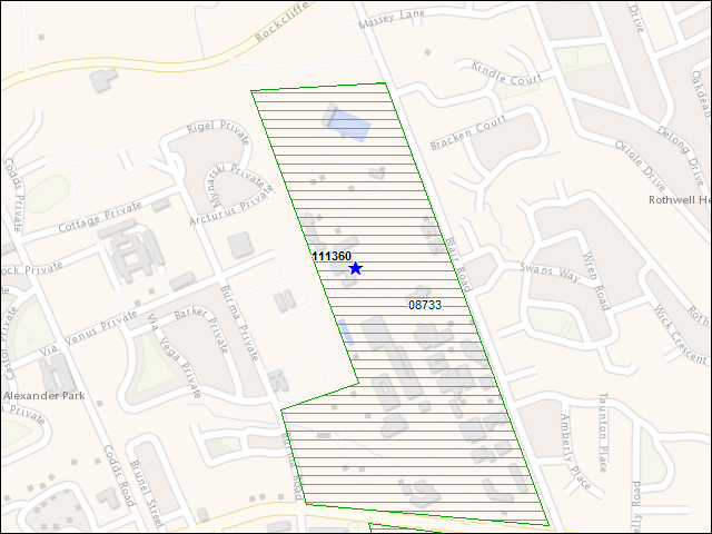 A map of the area immediately surrounding building number 111360