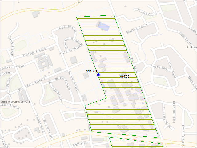 A map of the area immediately surrounding building number 111361