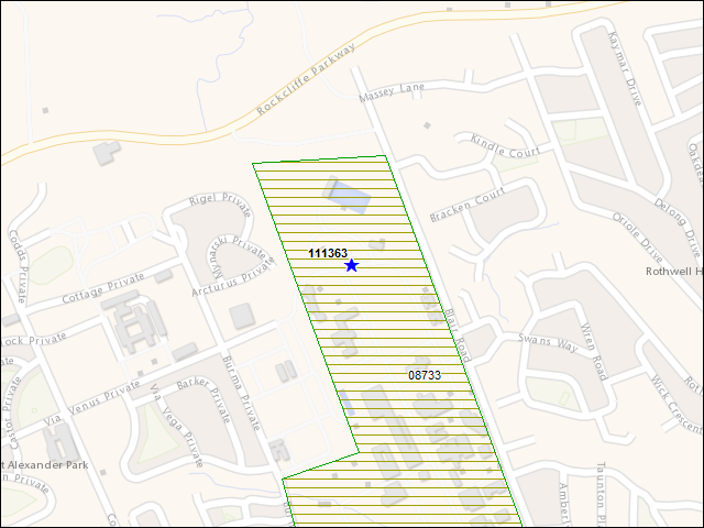 A map of the area immediately surrounding building number 111363