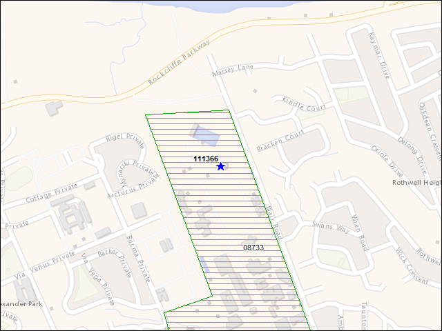 A map of the area immediately surrounding building number 111366
