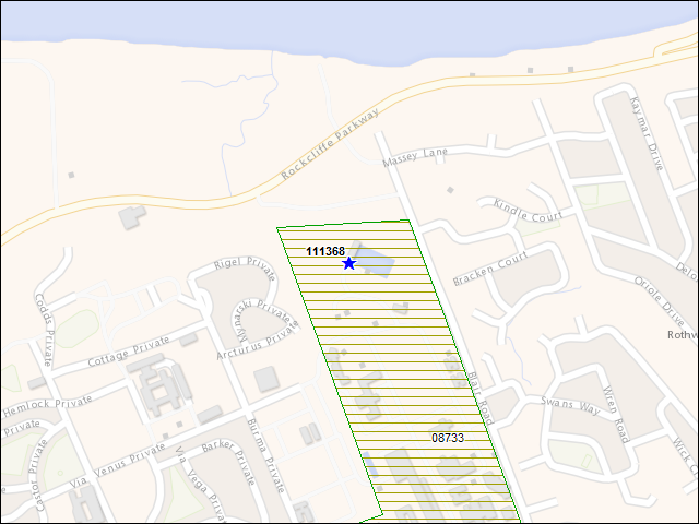 A map of the area immediately surrounding building number 111368