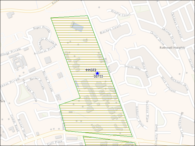 A map of the area immediately surrounding building number 111372