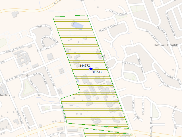 A map of the area immediately surrounding building number 111373