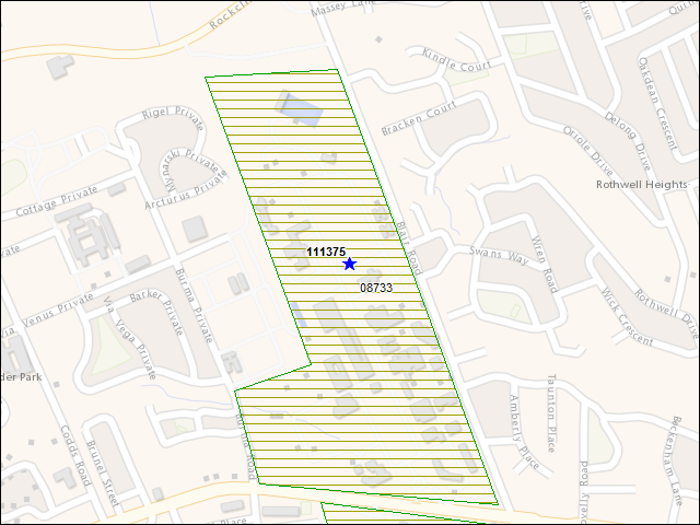 A map of the area immediately surrounding building number 111375