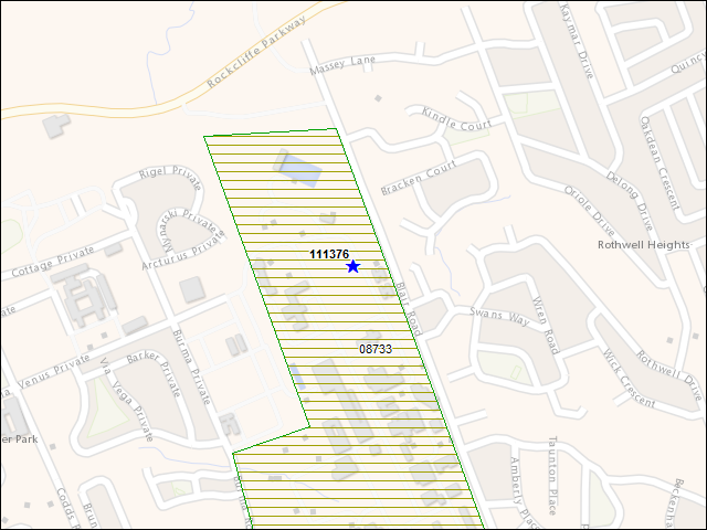 A map of the area immediately surrounding building number 111376