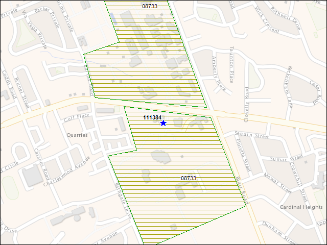 A map of the area immediately surrounding building number 111384