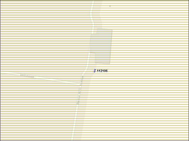 Une carte de la zone qui entoure immédiatement le bâtiment numéro 112106