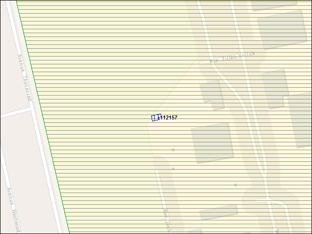 Une carte de la zone qui entoure immédiatement le bâtiment numéro 112157