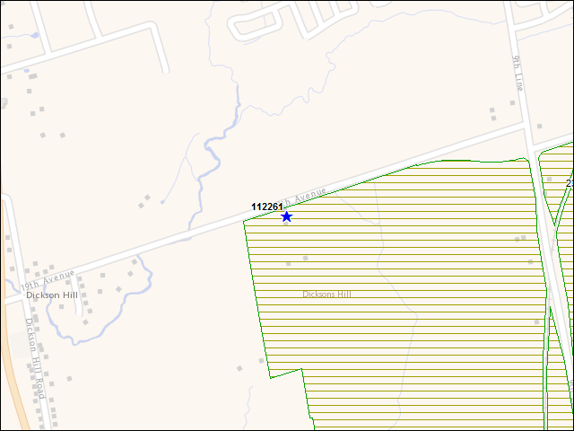 Une carte de la zone qui entoure immédiatement le bâtiment numéro 112261