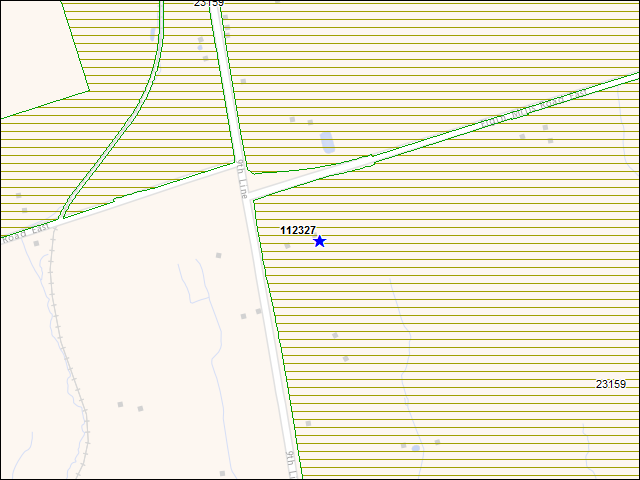 Une carte de la zone qui entoure immédiatement le bâtiment numéro 112327
