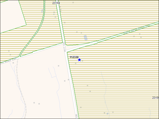 Une carte de la zone qui entoure immédiatement le bâtiment numéro 112330