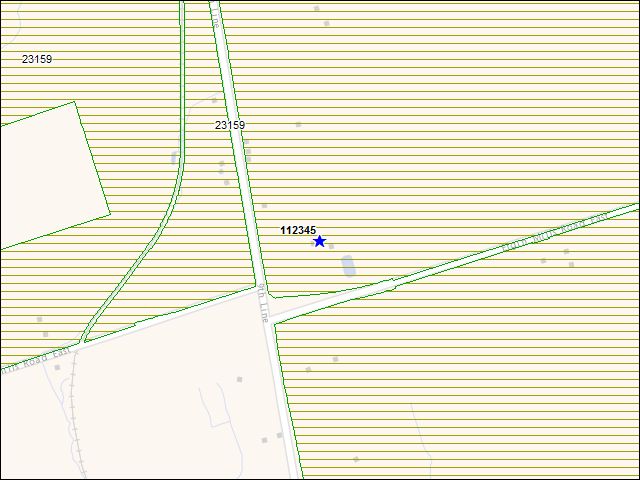 Une carte de la zone qui entoure immédiatement le bâtiment numéro 112345