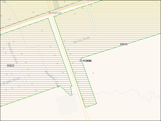 Une carte de la zone qui entoure immédiatement le bâtiment numéro 112696