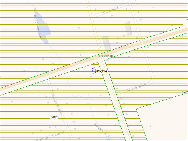 Une carte de la zone qui entoure immédiatement le bâtiment numéro 112703