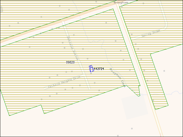 Une carte de la zone qui entoure immédiatement le bâtiment numéro 112721