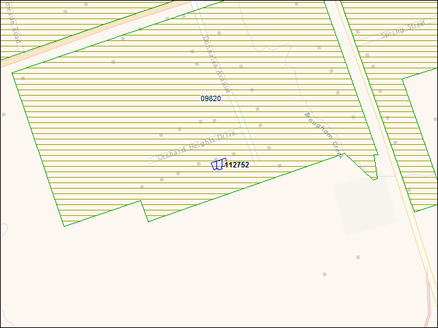 Une carte de la zone qui entoure immédiatement le bâtiment numéro 112752