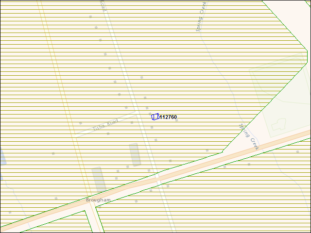 Une carte de la zone qui entoure immédiatement le bâtiment numéro 112760