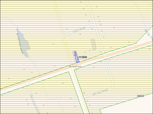 Une carte de la zone qui entoure immédiatement le bâtiment numéro 112800