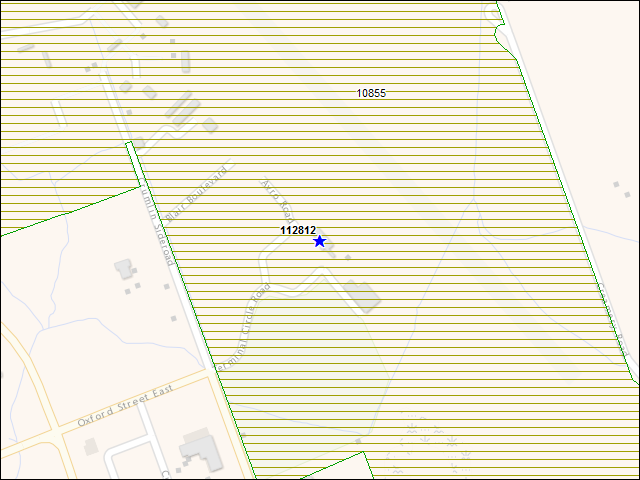 Une carte de la zone qui entoure immédiatement le bâtiment numéro 112812