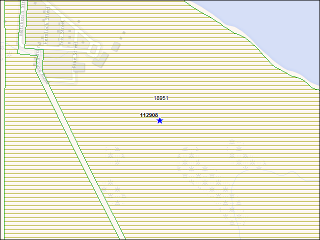 A map of the area immediately surrounding building number 112908