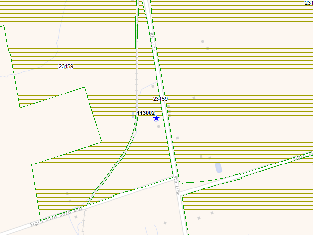 Une carte de la zone qui entoure immédiatement le bâtiment numéro 113002
