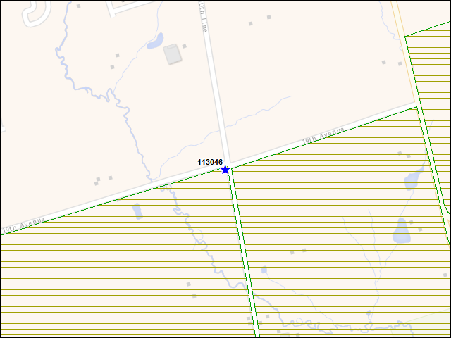 Une carte de la zone qui entoure immédiatement le bâtiment numéro 113046