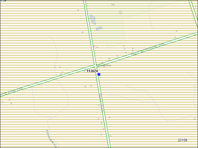 Une carte de la zone qui entoure immédiatement le bâtiment numéro 113074