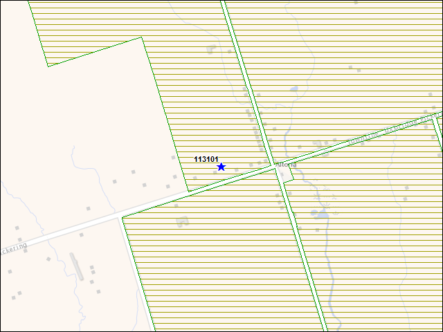 Une carte de la zone qui entoure immédiatement le bâtiment numéro 113101