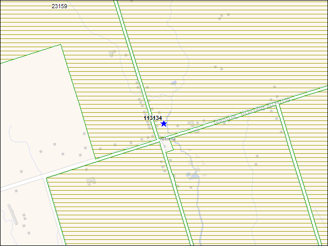 Une carte de la zone qui entoure immédiatement le bâtiment numéro 113134