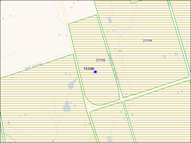 Une carte de la zone qui entoure immédiatement le bâtiment numéro 113380