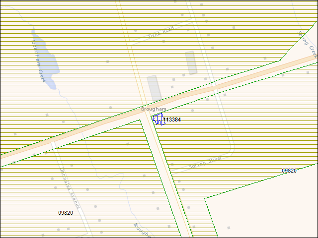 Une carte de la zone qui entoure immédiatement le bâtiment numéro 113384
