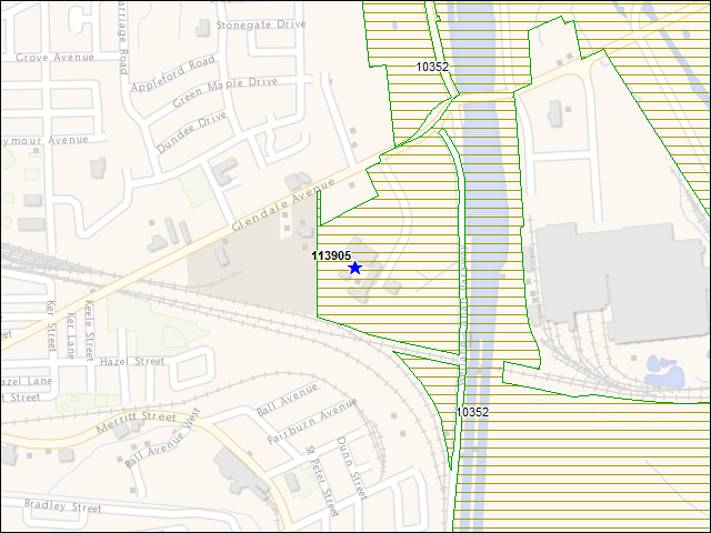 A map of the area immediately surrounding building number 113905