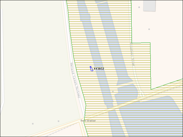 Une carte de la zone qui entoure immédiatement le bâtiment numéro 113932