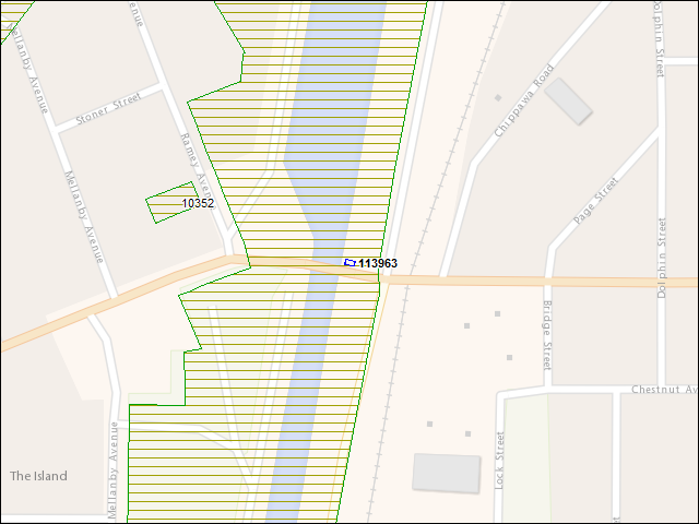 A map of the area immediately surrounding building number 113963