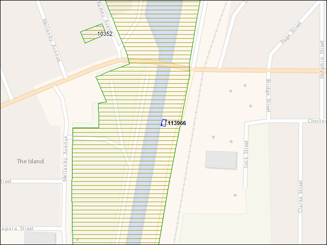 A map of the area immediately surrounding building number 113966