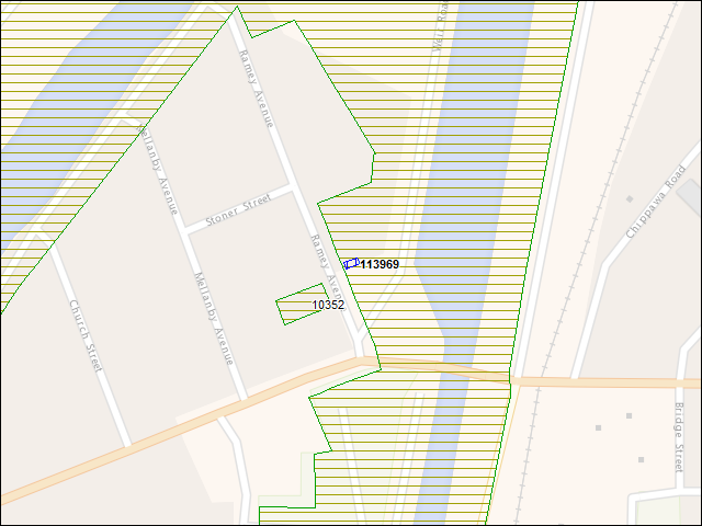 A map of the area immediately surrounding building number 113969