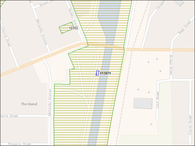 A map of the area immediately surrounding building number 113971