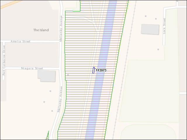 Une carte de la zone qui entoure immédiatement le bâtiment numéro 113973