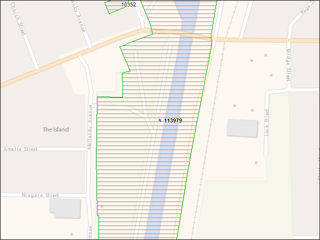 Une carte de la zone qui entoure immédiatement le bâtiment numéro 113979