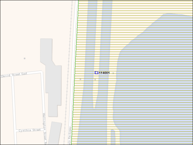 A map of the area immediately surrounding building number 114001