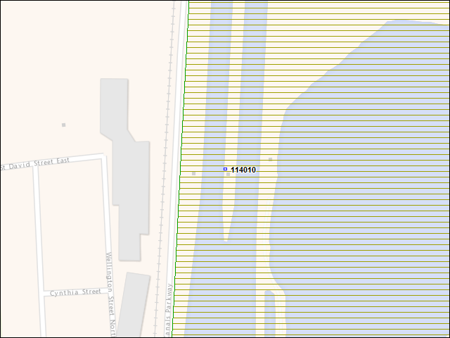 A map of the area immediately surrounding building number 114010