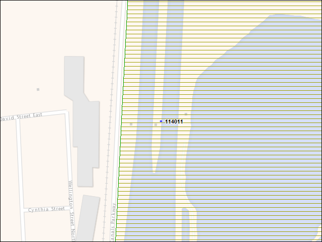 A map of the area immediately surrounding building number 114011