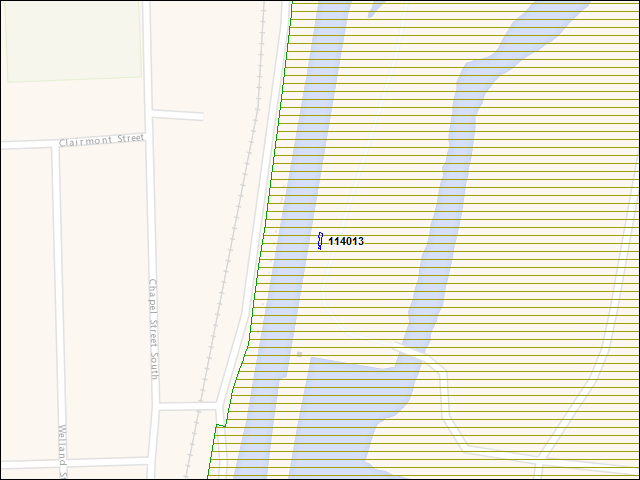 Une carte de la zone qui entoure immédiatement le bâtiment numéro 114013