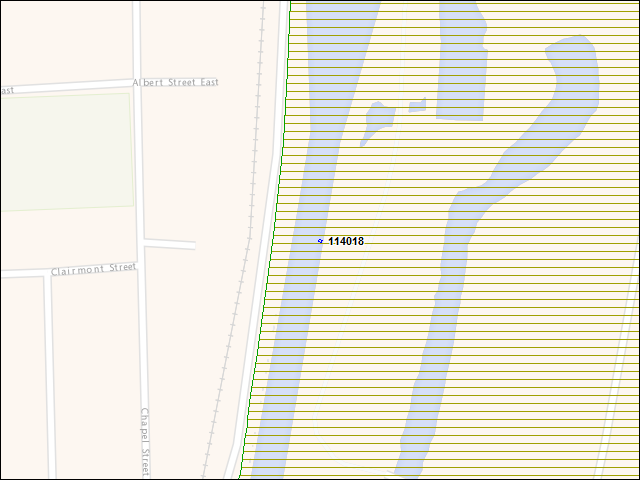 A map of the area immediately surrounding building number 114018