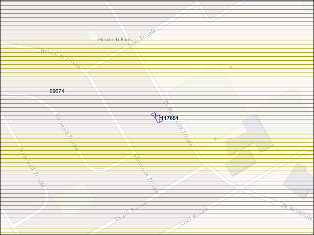 Une carte de la zone qui entoure immédiatement le bâtiment numéro 117651