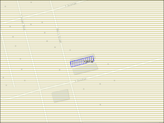 Une carte de la zone qui entoure immédiatement le bâtiment numéro 120730