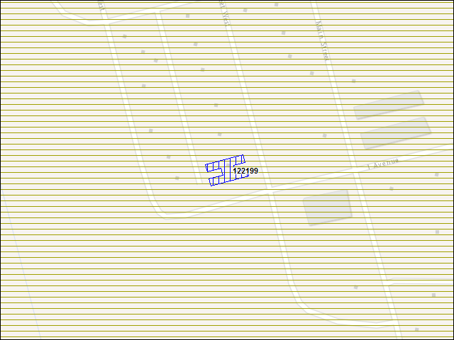 Une carte de la zone qui entoure immédiatement le bâtiment numéro 122199