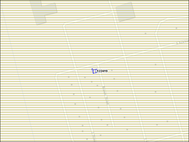 Une carte de la zone qui entoure immédiatement le bâtiment numéro 122419