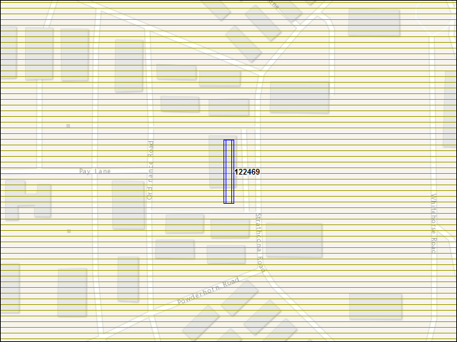 Une carte de la zone qui entoure immédiatement le bâtiment numéro 122469